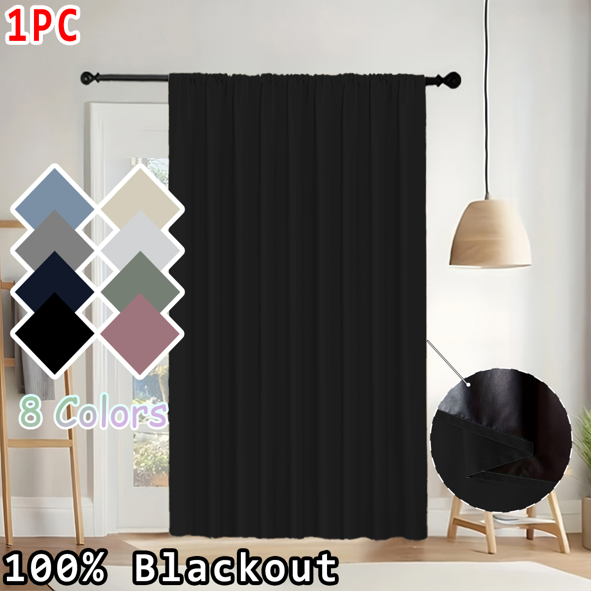 1 Buah Tirai Blackout 100% War - Curtain Rods ulasan dan harga